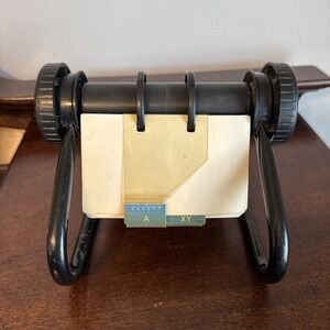 5350X Vintage Open Rotary Classic Rolodex Card File Black Metal Frame with Cards
